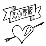 Akril pecsételő 5 x 7 cm - LOVE