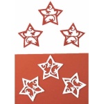 Filcfigura - Csillag, áttört, fehér-piros (6 db/cs, átm. kb.: 6 cm)