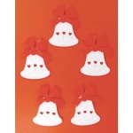 Filcfigura - Fehér harang, piros masnival (5 db/cs, átm. kb.: 6 cm)