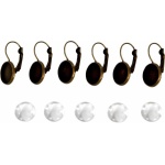 Fém fülbevaló alap lencsével, 12 mm (3 pár/csomag) - bronz