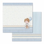 Kétoldalas papír 31,5x30 cm - Kisfiú lufival