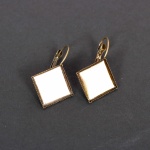Négyzet fülbevaló alap, 15 mm bronz szín - 6 db
