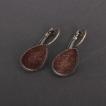Csepp fülbevaló alap, 13 x 18 mm antik réz szín - 6 db