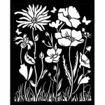 Stencil TD méret 20x25 cm/ 0,5 mm - Szalon pipacs és virág