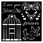 Vastag stencil cm 18X18 - You and me Love me
