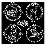 Vastag stencil cm 18X18 - Christmas frame 4 rounds