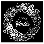 Vastag stencil cm 18X18 - Christmas Love Winter garland