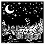 Vastag stencil cm 18X18 - Christmas village