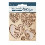 Chipboard cm 14x14 - Rose Parfum hearts