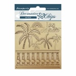 Chipboard cm 14x14 - Blue Dreams palms