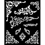 Vastag stencil cm 20X25 - Vintage Library corners and embellishment