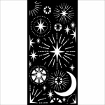 Vastag stencil cm 12X25 - Christmas stars and moon