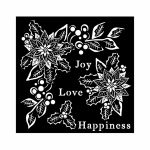 Vastag stencil cm 18X18 - Christmas Joy, Love, Happiness