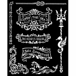 Vastag stencil cm 20X25 - Songs of the Sea plates and trident