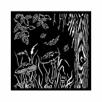 Vastag stencil cm 18x18 - Woodland mushrooms
