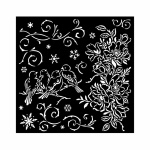 Vastag stencil cm 18x18 - Blue Land birds