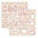 Scrapbooking kétoldalas papír - Romance Forever tags