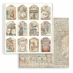 Scrapbook kétoldalas papír - Brocante Antiques tags