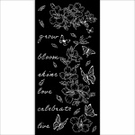 Vastag stencil cm 12X25 - Create Happiness Secret Diary flowers and butterfly