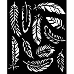 Vastag stencil cm 20X25 - Lavender feathers