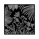 Vastag stencil cm 18X18 - Forest abstract flowers