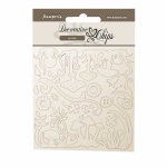 Chipboard cm 14x14 - Hidden Grove grass and mushrooms