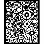 KSTD188 - Vastag stencil cm 20X25 - Voyages Fantastiques gears pattern