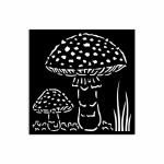 KSTDS59 - Vastag stencil cm 12X12 - Whispering woods mushrooms