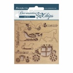 Decorative chips 14x14 cm - Sweet winter coaches