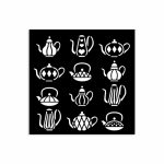 Vastag stencil cm 12X12 - Alice in Christmas tea pots