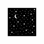 Vastag stencil cm 12X12 - Alice in Christmas stars and moon