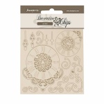 Chipboard cm 14x14 - Quiet Days clock & swirls