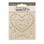 SCB283 - Chipboard cm 14x14 - Baby heart and bears
